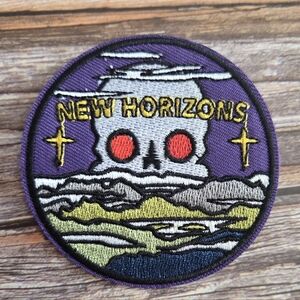 New Horizons Skull Goth Dark Embroidered Iron on Patch